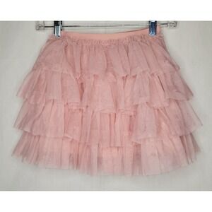 Wonder Nation Girls Pink Tiered Tulle Ruffle Mesh Skirt
